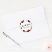 Bourgondische rode bloemen rustieke Boho dank u Ronde Sticker (Envelop)