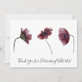 Bourgondische rode bloemen Waterverf kunst dank u Bedankkaart (Voorkant)