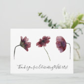 Bourgondische rode bloemen Waterverf kunst dank u Bedankkaart (Staand voorkant)