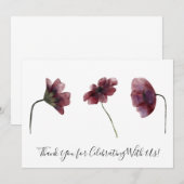 Bourgondische rode bloemen Waterverf kunst dank u Bedankkaart (Voorkant / Achterkant)
