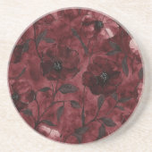 Bourgondische rode bloemen zandsteen onderzetter (Voorkant)