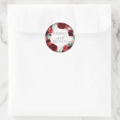 Bourgondische rode bloemenkrans Boho Chic Ronde Sticker (Tas)