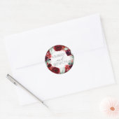 Bourgondische rode bloemenkrans Boho Chic Ronde Sticker (Envelop)
