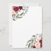 Bourgondische rode bloemenkrans Elegante rustieke  Kaart (Achterkant)