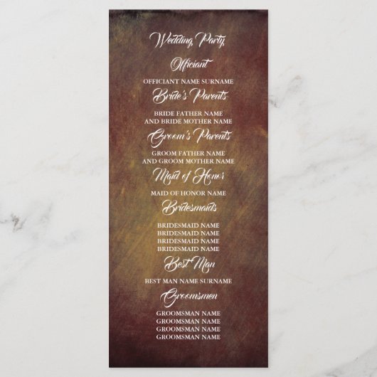 Bourgondische rode bloemenlantaarn licht Trouwprog Programmakaart (Achterkant)