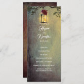 Bourgondische rode bloemenlantaarn licht Trouwprog Programmakaart (Voorkant / Achterkant)