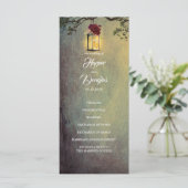 Bourgondische rode bloemenlantaarn licht Trouwprog Programmakaart (Staand voorkant)