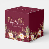 Bourgondische rode bloemige hand geletterde rustie bedankdoosjes (Achterkant)