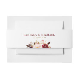 Bourgondische rode blush bloemenbuik band uitnodigingen wikkel