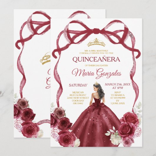 Bourgondische rode boog prinses gouden kroon Quinc Kaart (Voorkant / Achterkant)