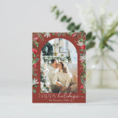 Bourgondische rode botanische gebladerte boog 1Pho Briefkaart (Staand voorkant)