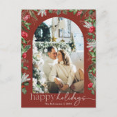 Bourgondische rode botanische gebladerte boog 1Pho Briefkaart (Voorkant)