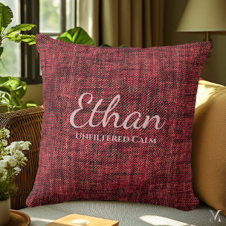 Bourgondische rode denim textuur | Aangepaste rust Kussen