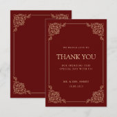 Bourgondische rode elegante moslim bruiloft dank u bedankkaart (Voorkant / Achterkant)