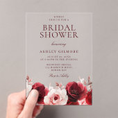 Bourgondische rode elegantie: Red Rose Vrijgezelle Acryl Uitnodigingen (Insitu (Draagbaar))