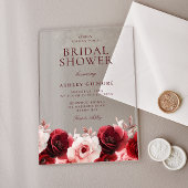 Bourgondische rode elegantie: Red Rose Vrijgezelle Acryl Uitnodigingen