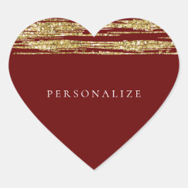 Bourgondische rode faux glitter strepen hart sticker