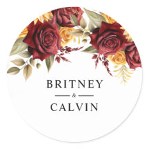 Bourgondische rode gele rozen bloemenelegante brui