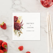 Bourgondische rode gele rozen bloemenelegante brui servet (Insitu)