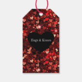 Bourgondische rode glitter harten cadeaulabel (Voorkant)