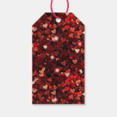 Bourgondische rode glitter harten cadeaulabel (Achterkant)