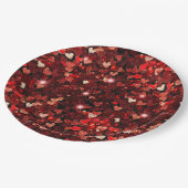 Bourgondische rode glitter harten knuffels papieren bordje (Gekanteld)