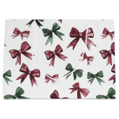 Bourgondische rode groene kerstbogen groot cadeauzakje (Voorkant)