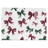 Bourgondische rode groene kerstbogen groot cadeauzakje (Achterkant)