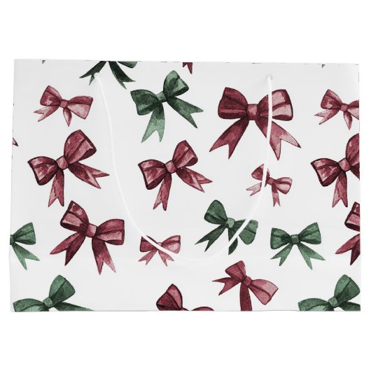 Bourgondische rode groene kerstbogen groot cadeauzakje (Achterkant)