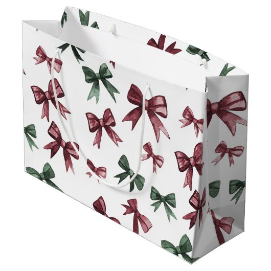 Bourgondische rode groene kerstbogen groot cadeauzakje (Achterkant Gekanteld)