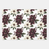 Bourgondische rode groene kerstbogen inpakpapier vel (Voorkant 3)