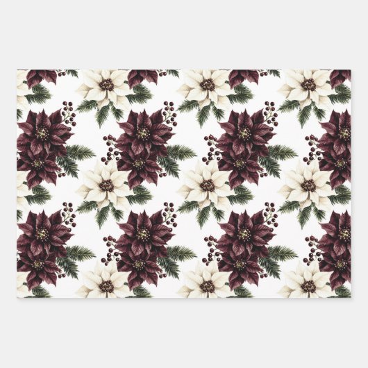 Bourgondische rode groene kerstbogen inpakpapier vel (Voorkant 3)