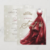 Bourgondische rode jurk Sneeuwvlokken Sweet 16 Uit (Voorkant / Achterkant)