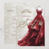 Bourgondische rode jurk Sneeuwvlokken Winter Zoet  Kaart (Voorkant / Achterkant)