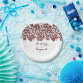 Bourgondische rode kant Elegante bruiloft Papieren Bordje (Feest)