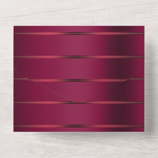 Bourgondische rode lint bruiloft all in one uitnodiging (Achterkant)