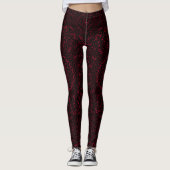 Bourgondische rode mandala met ornamentele symmetr leggings (Voorkant)