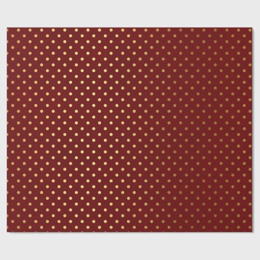 Bourgondische rode maroon gouden kleine polka stip cadeaupapier (Vlak)
