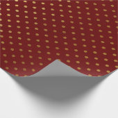 Bourgondische rode maroon gouden kleine polka stip cadeaupapier (Hoek)