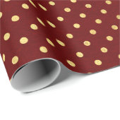 Bourgondische rode maroon gouden kleine polka stip cadeaupapier (Rol Hoek)