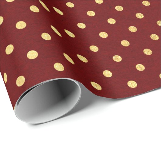 Bourgondische rode maroon gouden kleine polka stip cadeaupapier (Rol Hoek)