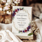 Bourgondische rode pruim Paarse gouden geometrisch Kaart