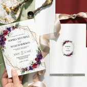 Bourgondische rode pruim Paarse gouden geometrisch Kaart