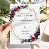 Bourgondische rode pruim Paarse gouden geometrisch Kaart