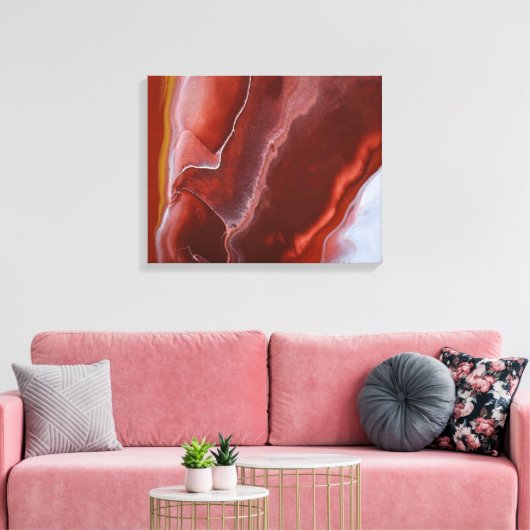 Bourgondische rode roest wervelt vloeibaar marmer  canvas afdruk (Insitu (Woonkamer))