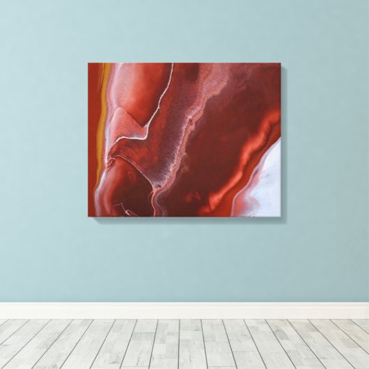 Bourgondische rode roest wervelt vloeibaar marmer canvas afdruk (Insitu (Houten vloer))