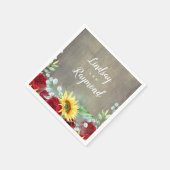 Bourgondische rode rozen en zonnebloemen rustieke  servet (Hoek)