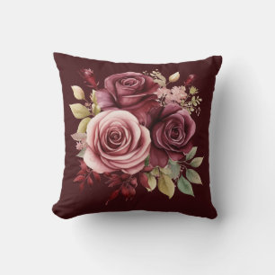Bourgondische Rode Rozen Klassieke Bloemen Kussen