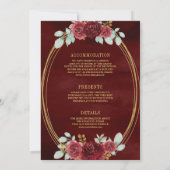 Bourgondische rode rozen monogram alles in één bru kaart (Achterkant)