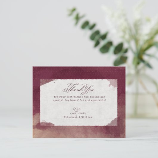 Bourgondische rode wijn Waterverf rustieke herfst Informatiekaartje (Staand voorkant)